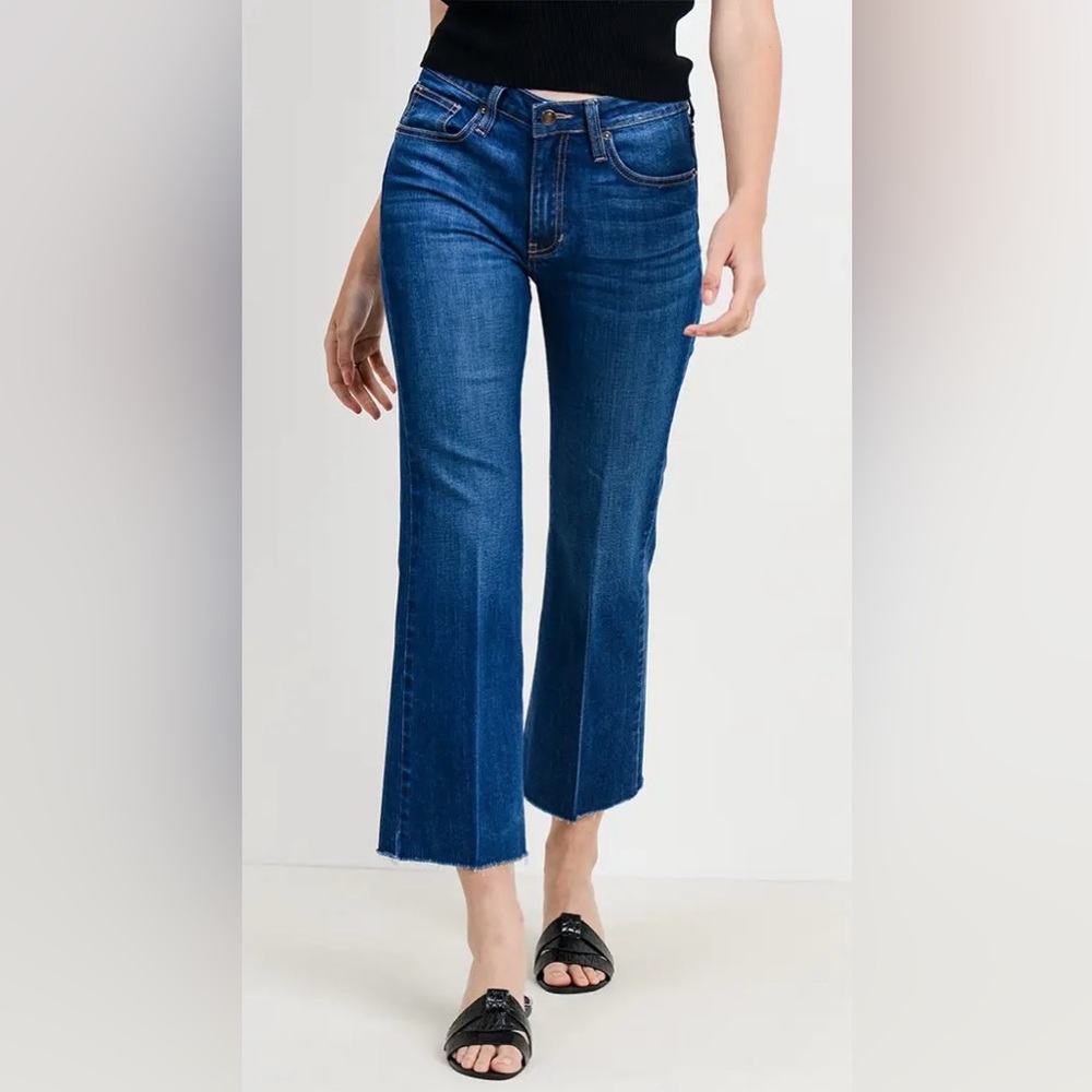 LETTER TO JULIET L.T.J. Sicily Dark Crop Flare Raw Hem Jeans Size 30